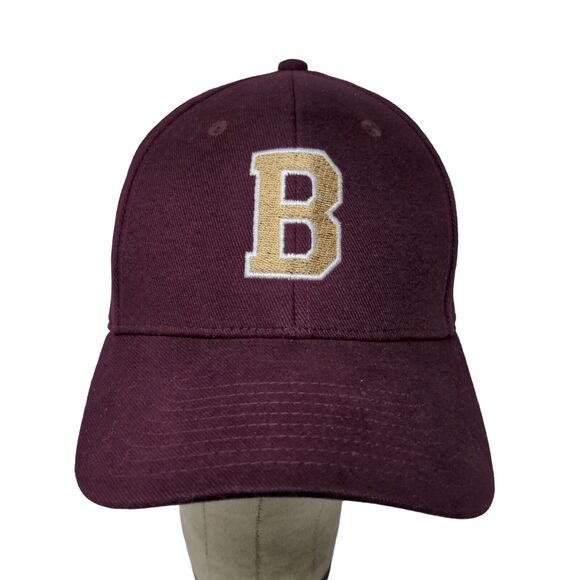 Adidas Mens Fitted Hat Purple Burgundy Size S/M Embroidered B Logo - Picture 1 of 14